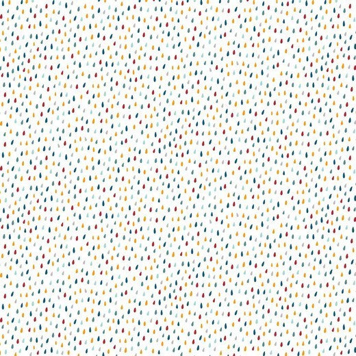 Katoen Poplin Print Raindrops White Soys Kantjeboord
