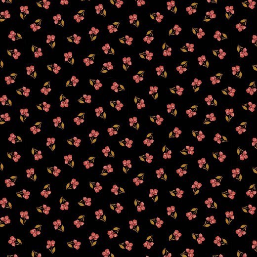 Katoen Poplin Print Roses Black Soys Kantjeboord