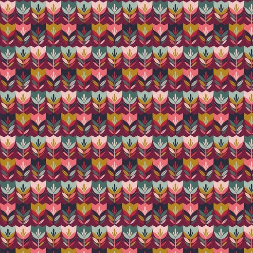 Katoen Poplin Print Tulips Dark Soys Kantjeboord