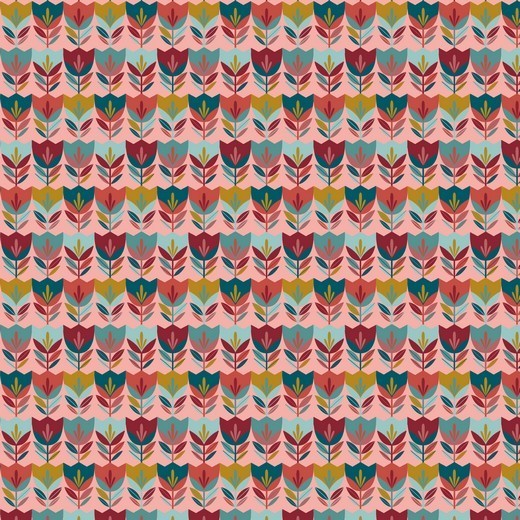 Katoen Poplin Print Tulips Pink Soys Kantjeboord
