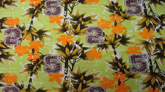 Badpakken Lycra Bloemen en Letters op Groen Soys Kantjeboord