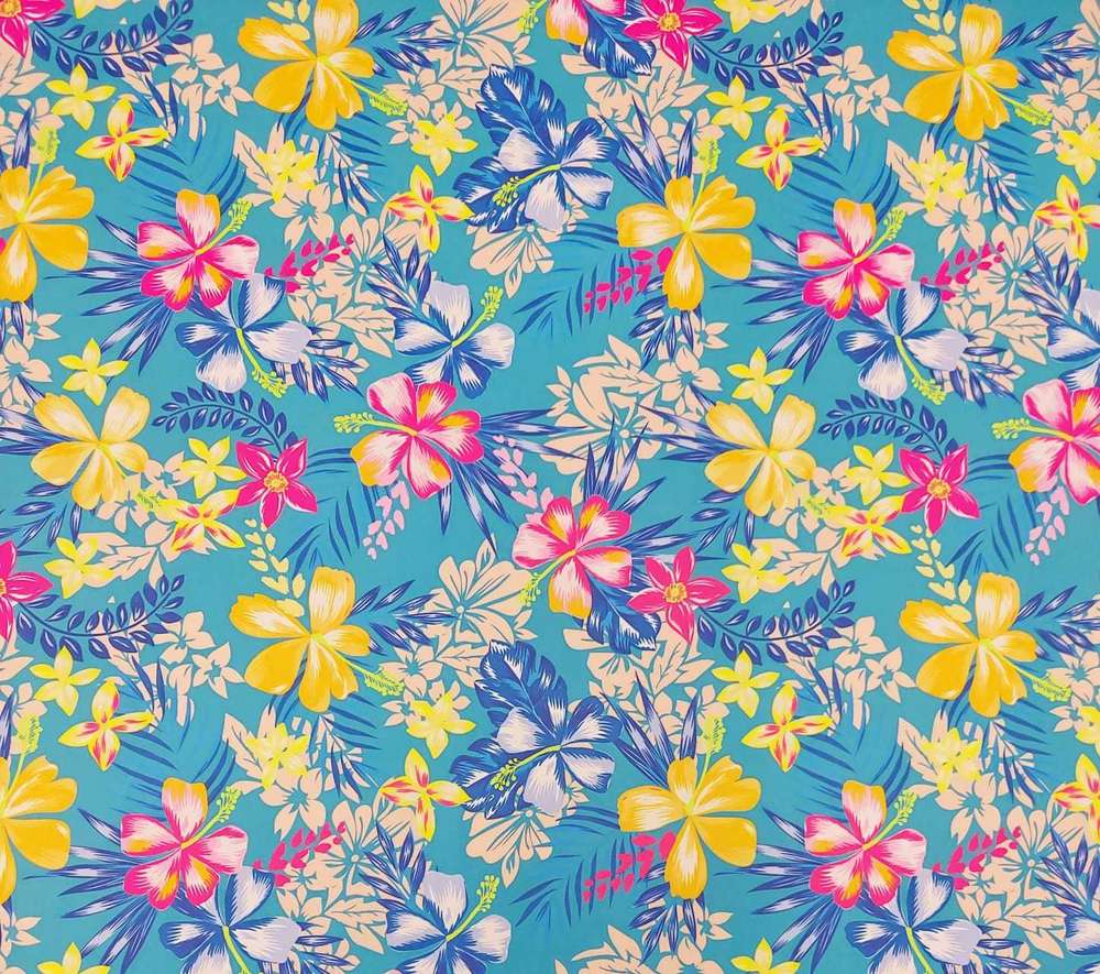 Badpakken Lycra Bloemen op Lichtblauw Soys Kantjeboord