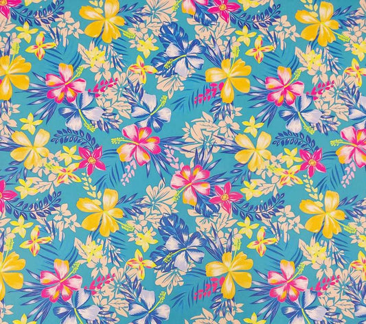 Badpakken Lycra Bloemen op Lichtblauw Soys Kantjeboord