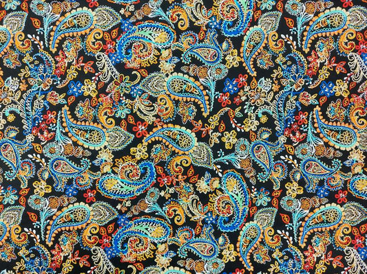 Badpakken Lycra Paisley op Donker Soys Kantjeboord