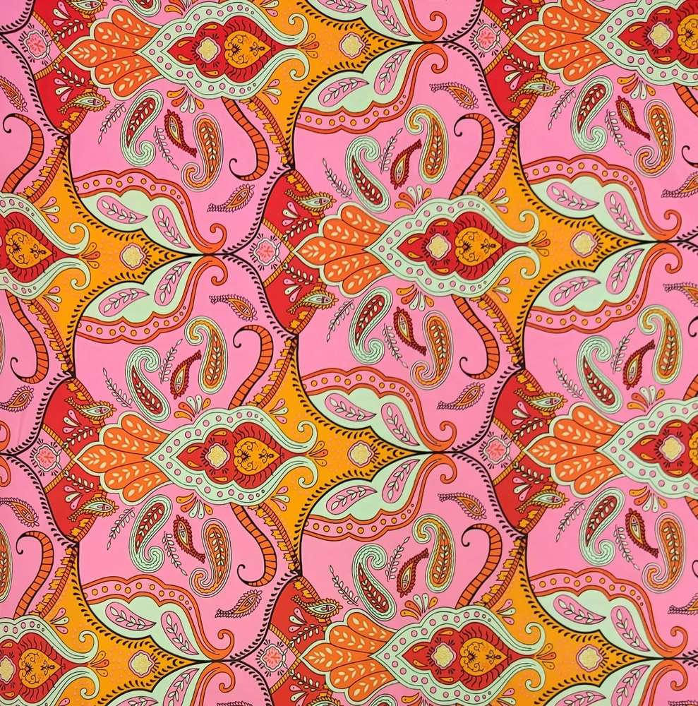 Badpakken Lycra Paisley Roze Oranje Soys Kantjeboord