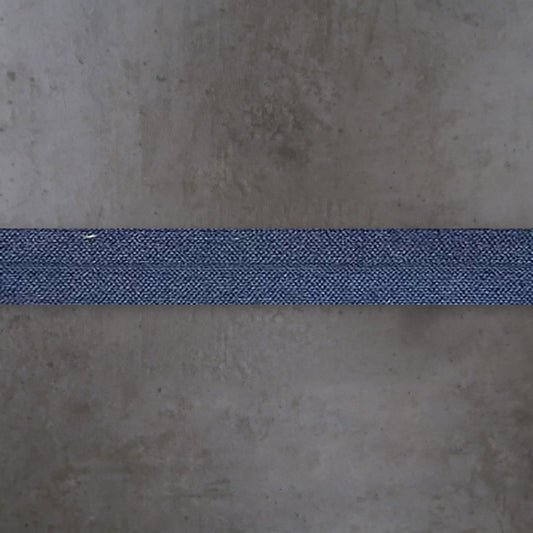 Elastisch Omvouw Glimmend Marineblauw Soys Kantjeboord