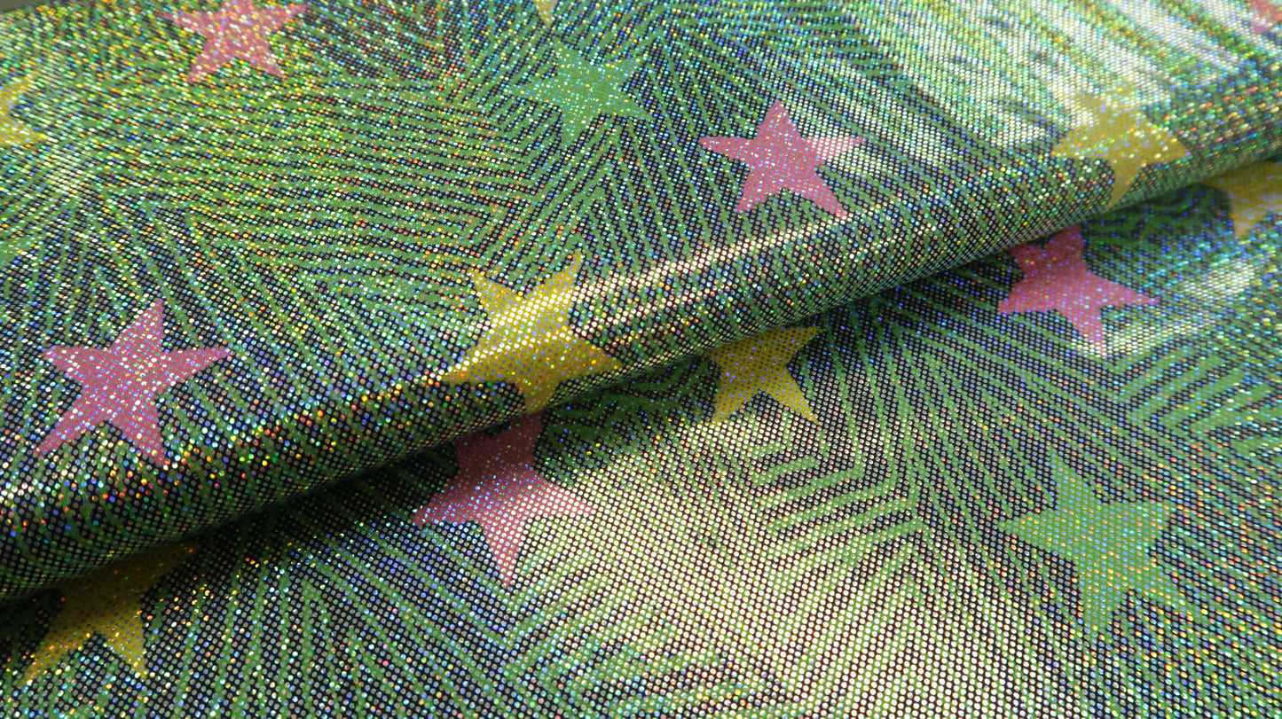 Glitter Lycra Groen Sterren Multi Soys Kantjeboord