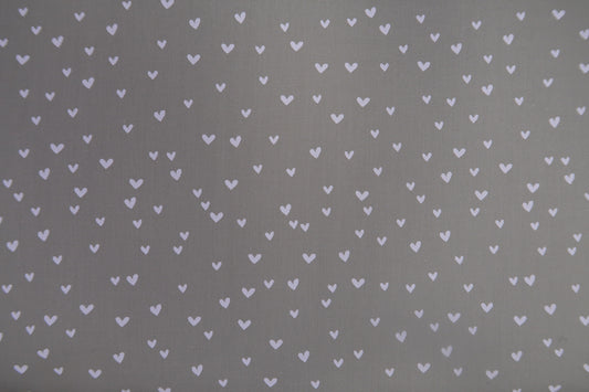 Katoen Poplin Mini Heart Grey Soys Kantjeboord