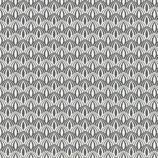 Katoen Poplin Print Art Deco Grey Soys Kantjeboord