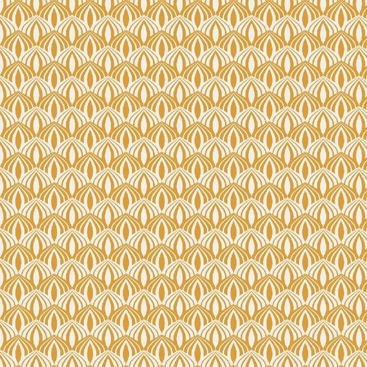 Katoen Poplin Print Art Deco Mustard Soys Kantjeboord
