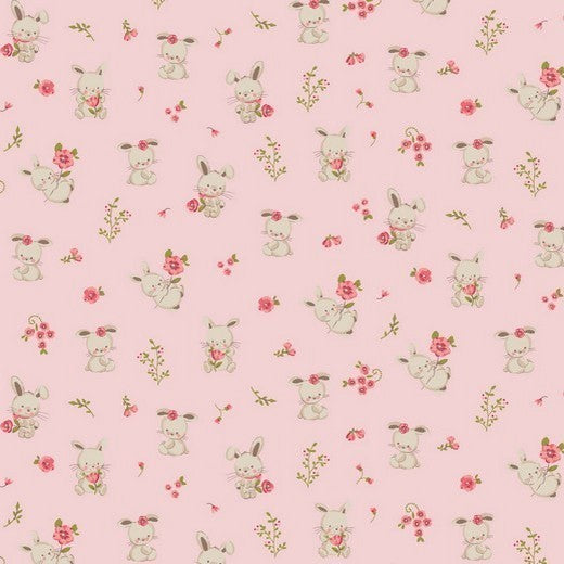 Katoen Poplin Print Bunny Pink Soys Kantjeboord