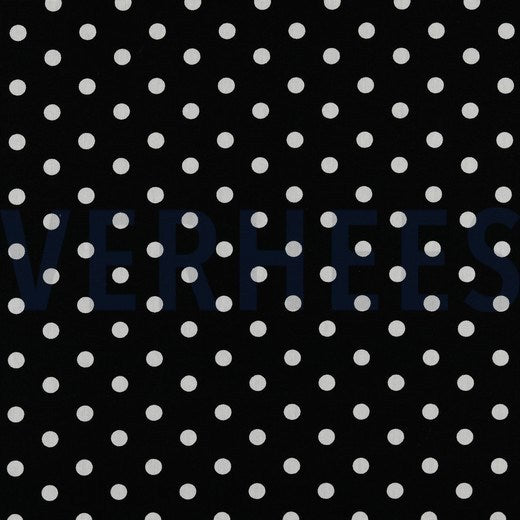 Katoen Poplin Print Dots Black Soys Kantjeboord