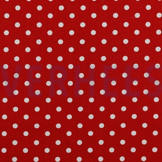 Katoen Poplin Print Dots Red Soys Kantjeboord