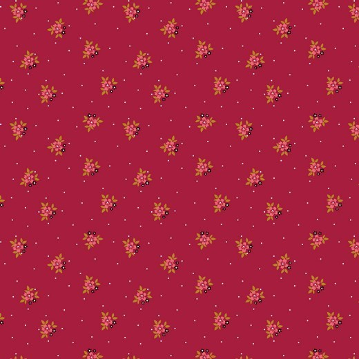 Katoen Poplin Print Flower Bouquet Bordeaux Soys Kantjeboord