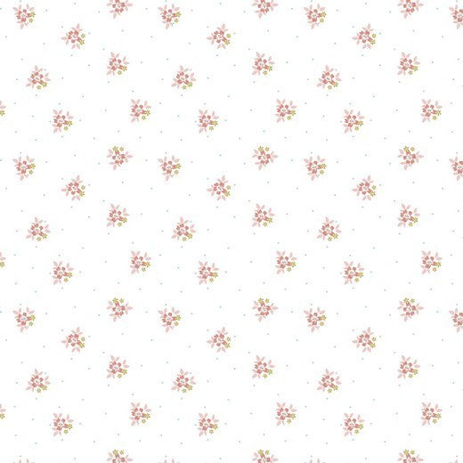 Katoen Poplin Print Flower Bouquet White Soys Kantjeboord