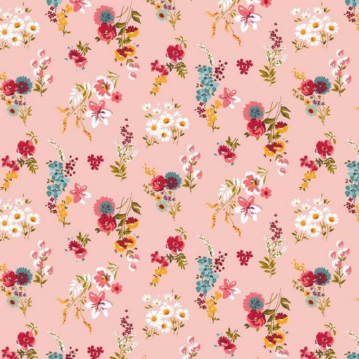 Katoen Poplin Print Flowers Pink Soys Kantjeboord