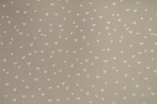 Katoen Poplin Print Mini Heart Khaki Soys Kantjeboord