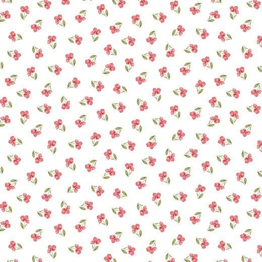 Katoen Poplin Print Roses White Soys Kantjeboord