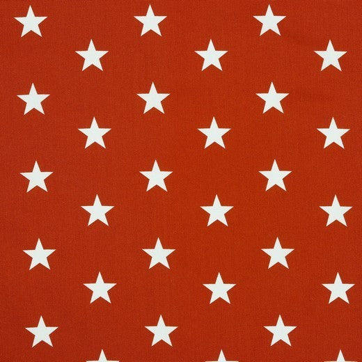 Katoen Poplin Print Stars Terracotta Soys Kantjeboord