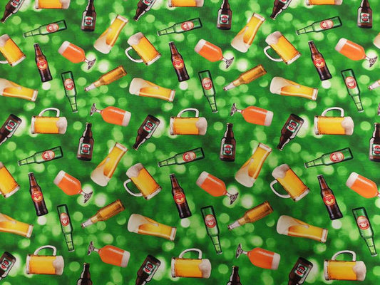 Katoenen Lycra Biertjes op Groen Soys Kantjeboord