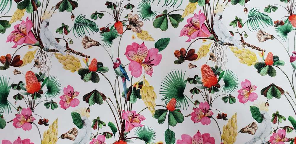 Katoenen Lycra Bloemen en Vogeltjes Soys Kantjeboord