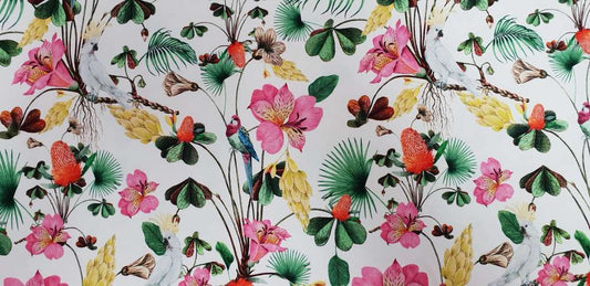 Katoenen Lycra Bloemen en Vogeltjes Soys Kantjeboord