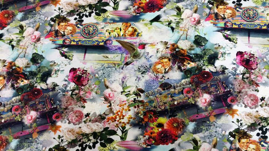 Katoenen Lycra Bloemencollage Soys Kantjeboord