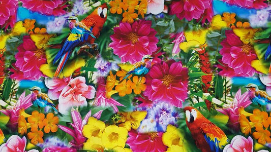 Katoenen Lycra Kleurige Bloemen Soys Kantjeboord