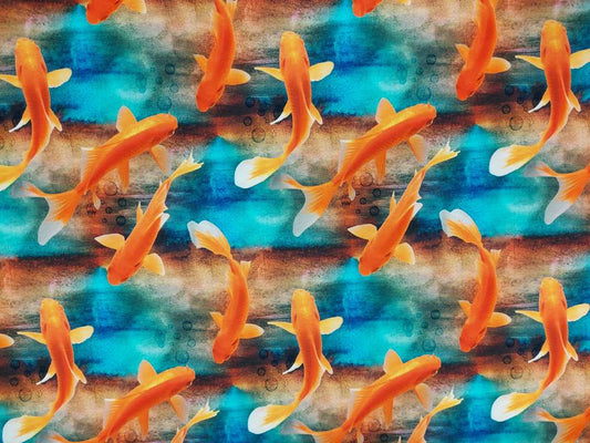 Katoenen Lycra Koi Karpers Soys Kantjeboord