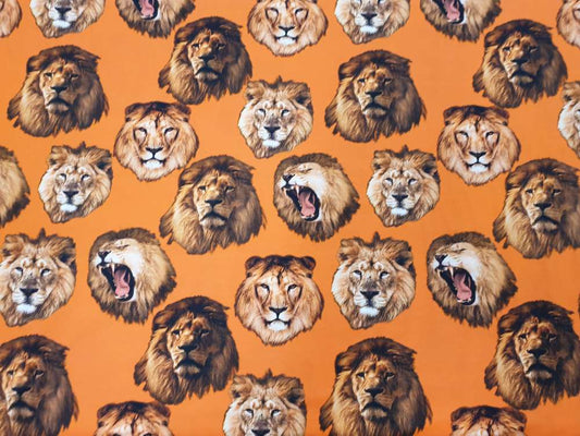 Katoenen Lycra Oranje Leeuwenkoppen Soys Kantjeboord