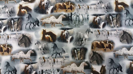 Katoenen Lycra Paarden in de Mist Soys Kantjeboord