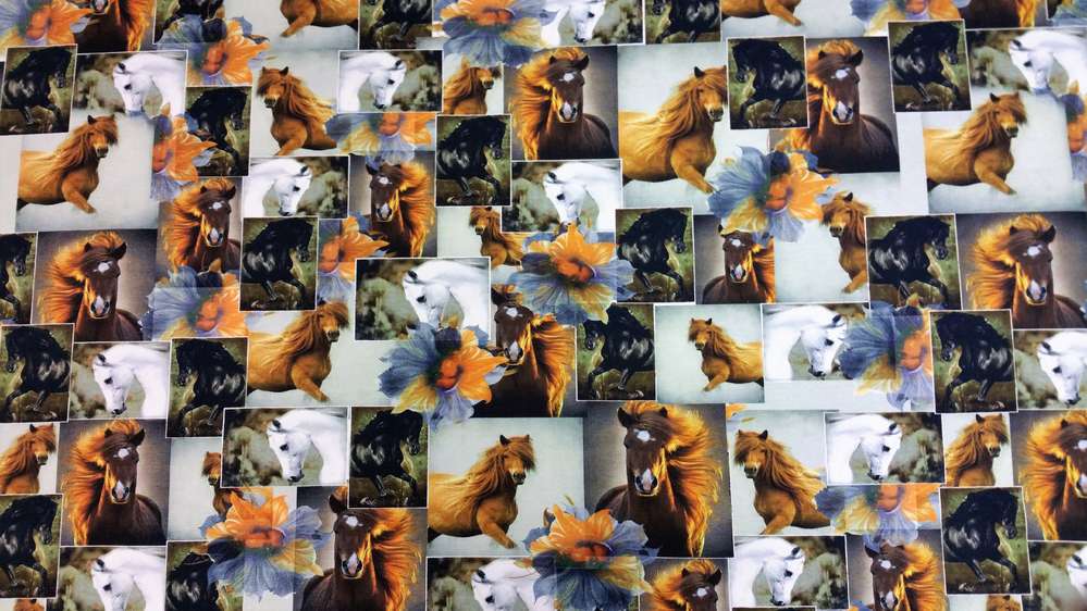 Katoenen Lycra Paarden Patchwork Soys Kantjeboord