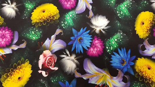 Katoenen Lycra Realistische Bloemen Soys Kantjeboord