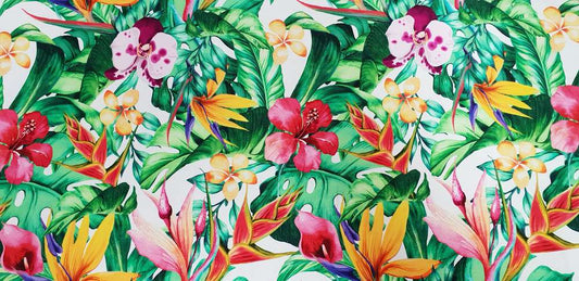 Katoenen Lycra Tropische Bloemen Soys Kantjeboord