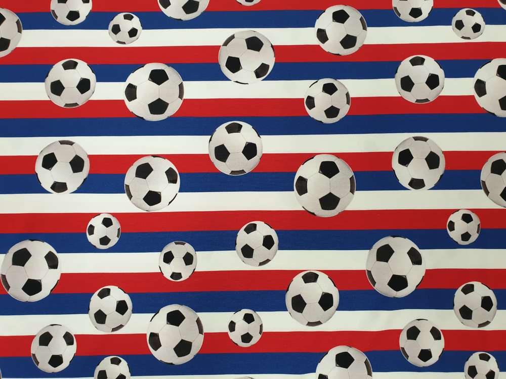 Katoenen Lycra Voetbal op Strepen Soys Kantjeboord