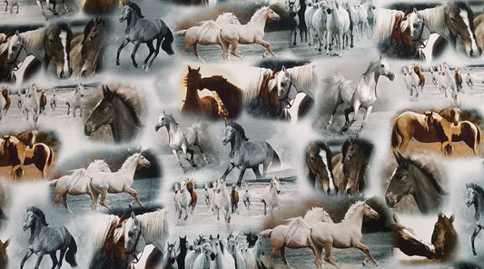 Katoenen Lycra Wilde Paarden Soys Kantjeboord