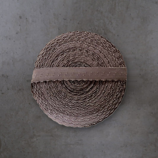 Picot Taupe Glad Glimmend Soys Kantjeboord